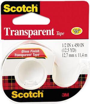 Scotch 144 Transparent Glossy Tape in Hand Dispenser, 1/2" x 450", Clear