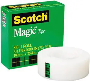 Scotch 810-1K Magic Office Tape, 3/4" x 1000", 1" Core, Clear