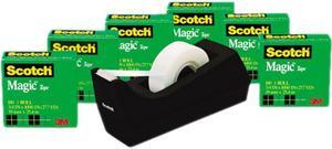 Scotch 810K6C38 Magic Tape Value Pack w/Dispenser, 3/4" x 1000", 1" Core, 6/Pack