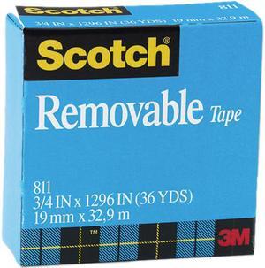 Scotch 811-34-1296 Removable Tape, 3/4" x 1296", 1" Core