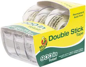 Duck Permanent Double-Stick Tape, 1/2" x 300", 1" Core, Clear