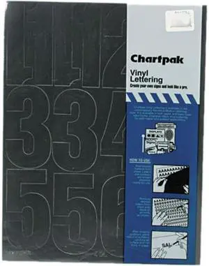 Chartpak 01193 Press-On Vinyl Numbers, Self Adhesive, Black, 4"h, 23/Pack