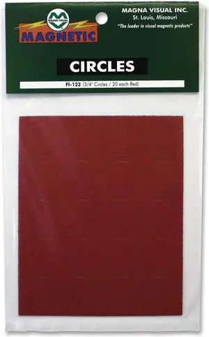 Magna Visual FI-123 Magnetic Letters, Numbers and Symbols, Magnetic, Red, 3/4"dia 20/Set