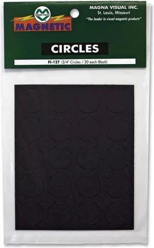 Magna Visual FI-127 Magnetic Letters, Numbers and Symbols, Magnetic, Black, 3/4"dia 20/Set