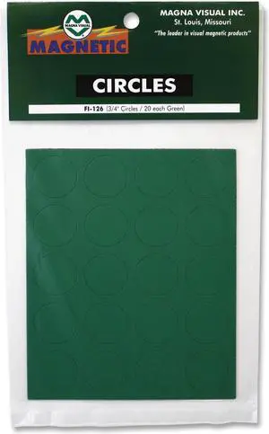 Magna Visual FI-126 Magnetic Letters, Numbers and Symbols, Magnetic, Green, 3/4"dia 20/Set