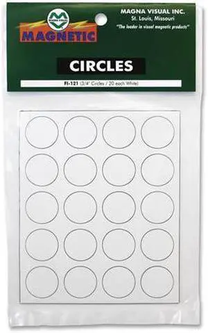 Magna Visual FI-121 Magnetic Letters, Numbers and Symbols, Magnetic, White, h3/4"dia 20/Set