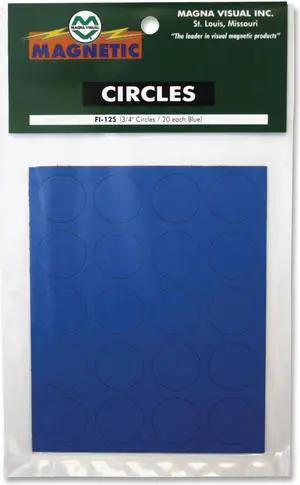 Magna Visual FI-125 Magnetic Letters, Numbers and Symbols, Magnetic, Blue, 3/4"dia 20/Set