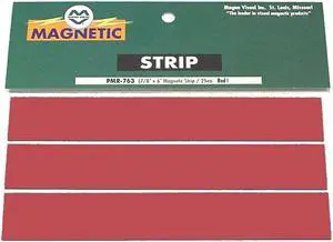 Magna Visual PMR-763 Magnetic Write-On/Wipe-Off Pre-Cut Strips 6 x 7/8, Red, 25/Pack