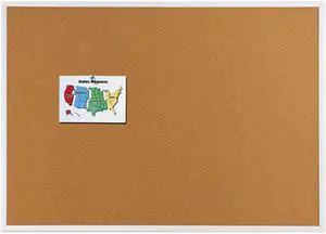 Quartet 2303 Cork Bulletin Board, Natural Cork/Fiberboard, 36 x 24, Aluminum Frame