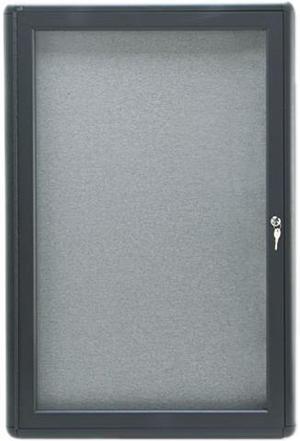 Quartet 2363L Enclosed Fabric Covered Cork Bulletin Board, 24 x 36, Gray, Aluminum Frame