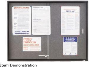 Quartet 2364S Enclosed Bulletin Board, Fabric/Cork/Glass, 48 x 36, Gray, Aluminum Frame