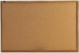 Quartet 303 Cork Bulletin Board, Cork Over Fiberboard, 36 x 24, Natural Oak Frame