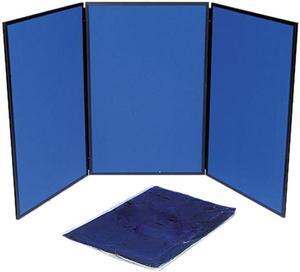 Quartet SB93513Q ShowIt Three-Panel Display System, Fabric, Blue/Gray, Black PVC Frame