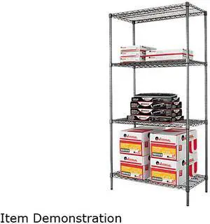 Alera SW50-3618BA Wire Shelving Starter Kit, 4 Shelves, 36w x 18d x 72h, Black Anthracite