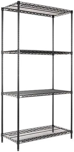 Alera SW50-3618BL Wire Shelving Starter Kit, 4 Shelves, 36w x 18d x 72h, Black