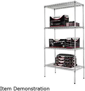 Alera SW50-3618SR Wire Shelving Starter Kit, 4 Shelves, 36w x 18d x 72h, Silver