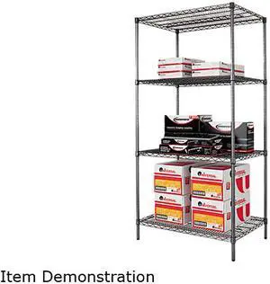 Alera SW50-3624BA Wire Shelving Starter Kit, 4 Shelves, 36w x 24d x 72h, Black Anthracite