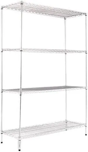 Alera SW50-4818SR Wire Shelving Starter Kit, 4 Shelves, 48w x 18d x 72h, Silver