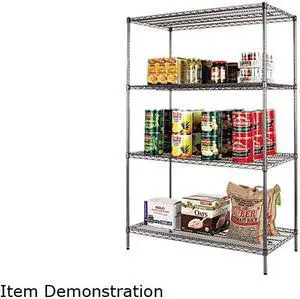 Alera SW50-4824BA Wire Shelving Starter Kit, 4 Shelves, 48w x 24d x 72h, Black Anthracite
