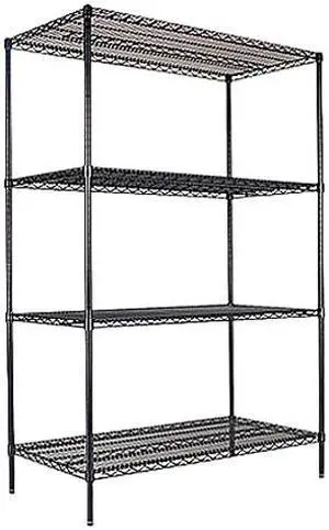 Alera SW50-4824BL (ALESW504824BL) Wire Shelving Starter Kit, 4 Shelves, 48w x 24d x 72h, Black