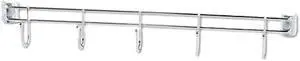 Alera ALESW59HB424SR Hook Bars For Wire Shelving, Five Hooks, 24" Deep, Silver, 2 Bars/Pack