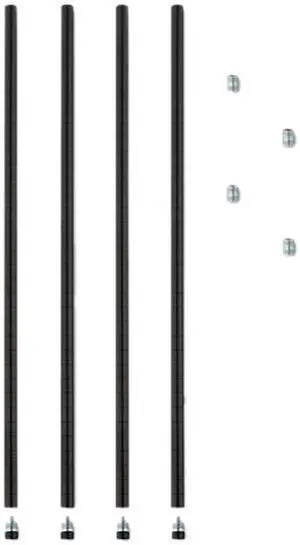 Alera SW59-PO36BL Stackable Posts For Wire Shelving, 36 "High, Black, 4/Pack