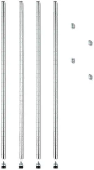 Alera SW59-PO36SR Stackable Posts For Wire Shelving, 36" High, Silver, 4/Pack