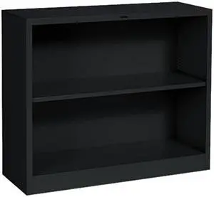 HON S30ABCP Metal Bookcase, 2 Shelves, 34-1/2w x 12-5/8d x 29h, Black