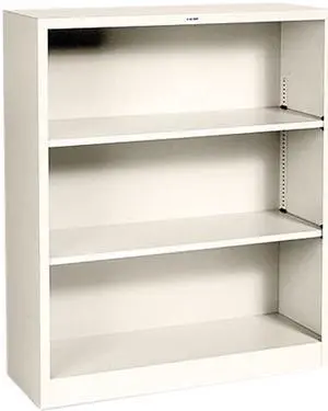 HON S42ABCL Metal Bookcase, 3 Shelves, 34-1/2w x 12-5/8d x 41h, Putty