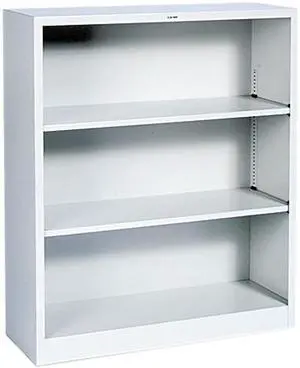 HON S42ABCQ Metal Bookcase, 3 Shelves, 34-1/2w x 12-5/8d x 41h, Light Gray