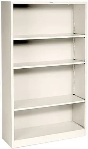 HON S60ABCL Brigade Metal Bookcases, 4 Shelves, Putty