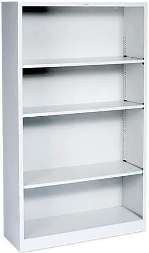 HON S60ABCQ Metal Bookcase, 4 Shelves, 59.00" x 34.50" x 12.60", Light Gray