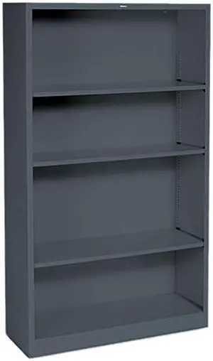 HON S60ABCS Metal Bookcase, 4 Shelves, 34-1/2w x 12-5/8d x 59h, Charcoal