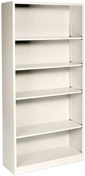 HON S72ABCL Metal Bookcase, 5 Shelves, 34-1/2w x 12-5/8d x 71h, Putty