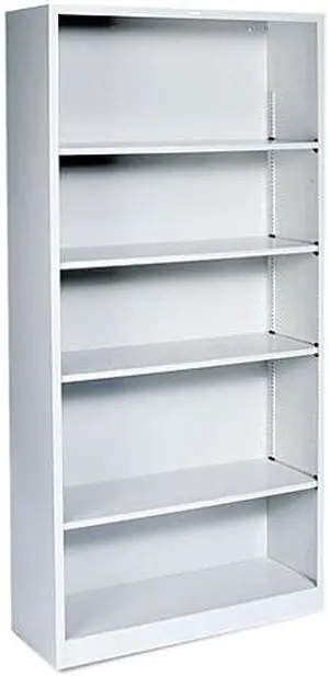 HON S72ABCQ Metal Bookcase, 5 Shelves, 71.00" x 34.50" x 12.63", Light Gray HON S72ABCQ Metal Bookcase, 5 Shelves, 71.00" x 34.50" x 12.63", Light Gray
