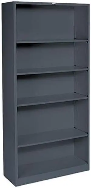 HON S72ABCS Metal Bookcase, 5 Shelves, 34-1/2w x 12-5/8d x 71h, Charcoal