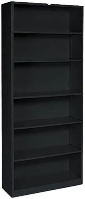 HON S82ABCP Metal Bookcase, 6 Shelves, 34-1/2w x 12-5/8d x 81-1/8h, Black