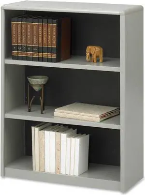 Safco 7171GR Value Mate Series Bookcase, 3 Shelves, 31-3/4w x 13-1/2d x 41h, Gray