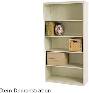 Tennsco B-66PY Metal Bookcase, 5 Shelves, 34-1/2w x 13-1/2d x 66h, Putty