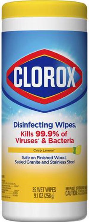 Clorox 01594CT Lemon Scent Disinfecting Wet Wipes, Cloth, 7 x 8, 35/Canister, 12/Carton