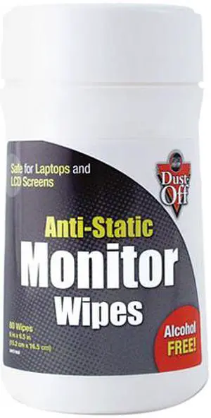 Dust-Off DSCT(FAL) Premoistened Monitor Cleaning Wipes, Cloth, 6 x 6, 80 per Tub