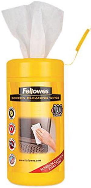Fellowes 99703 Screen Cleaning Wet Wipes, 5.12" x 5.90", 100/Tub