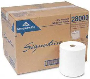 Georgia Pacific 28000 Signature Unperforated Paper Towel Rolls, 7-7/8 x 350', White, 12/Carton