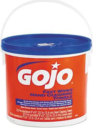 GOJO 6299-02CT FAST WIPES Hand Cleaning Towels, Cloth, 9 x 10, White, 225/Bucket, 2/Carton