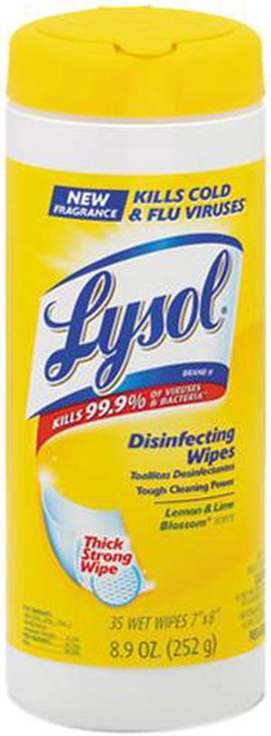 LYSOL Brand 81145 Lemon & Lime Blossom Disinfecting Wipes w/Micro-Lock Fibers, 7 x 8, 35/Canister