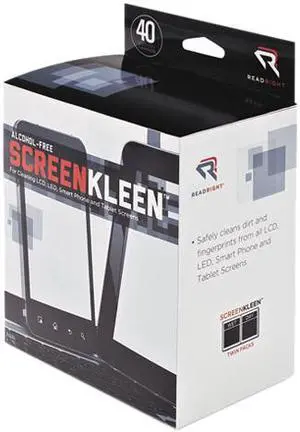 Read Right RR1391 ScreenKleen Alcohol-Free Wet Wipes, Cloth, 5 x 5, 40/Box Read Right RR1391 ScreenKleen Alcohol-Free Wet Wipes, Cloth, 5 x 5, 40/Box