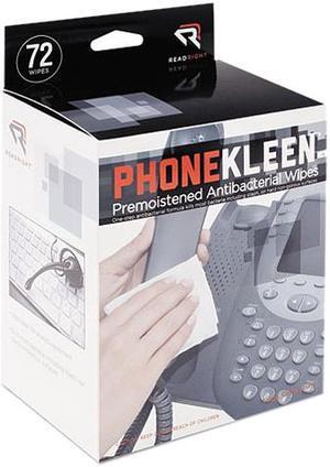 Read Right RR1303 PhoneKleen Wet Wipes, Cloth, 5 x 5, 72 per Box
