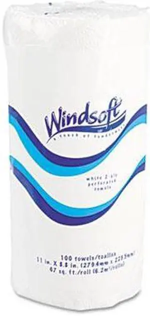 Windsoft 1220RL Paper Towel Roll, 11 x 8 4/5, White, 100/Roll