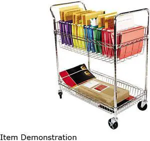 Alera ALEMC343722CR Wire Mail Cart, 2-Shelf, 34-1/4w x 21-1/2d x 39-1/2h, Chrome