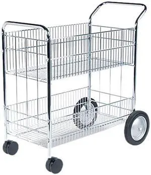 Fellowes 40912 Wire Mail Cart, 22-1/4w x 38-1/2d x 39-1/4h, Chrome